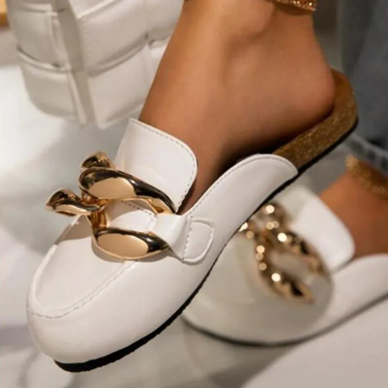 Women's Casaul Covered Toe Faux Leather Slides