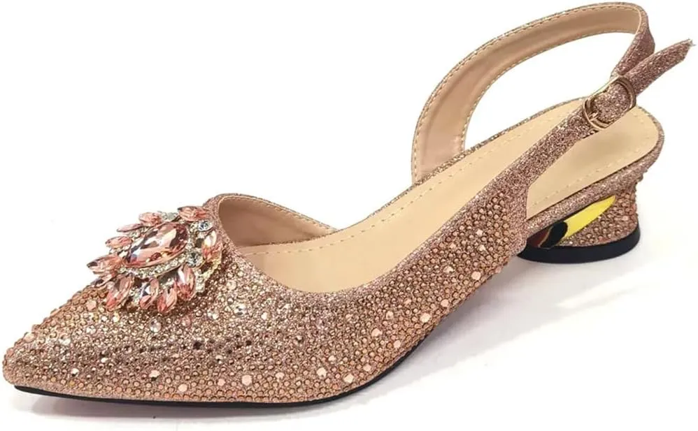 Women's Elegant Sexy High Heels Shoes and Bag with Rhinestone Pointed Toe Wedding Party Heels
