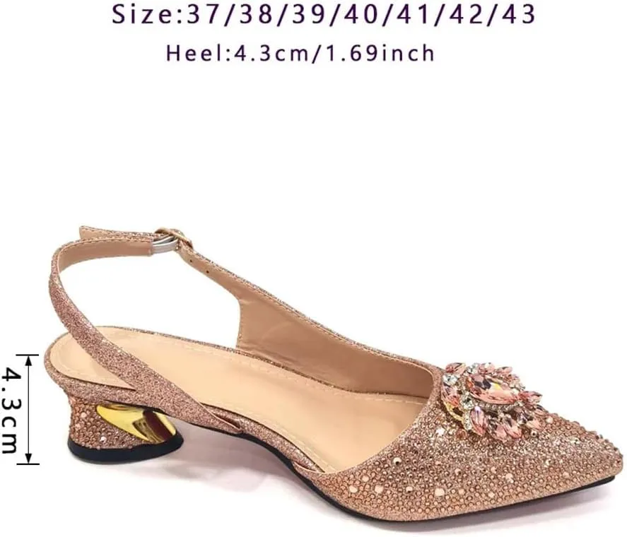 Women's Elegant Sexy High Heels Shoes and Bag with Rhinestone Pointed Toe Wedding Party Heels