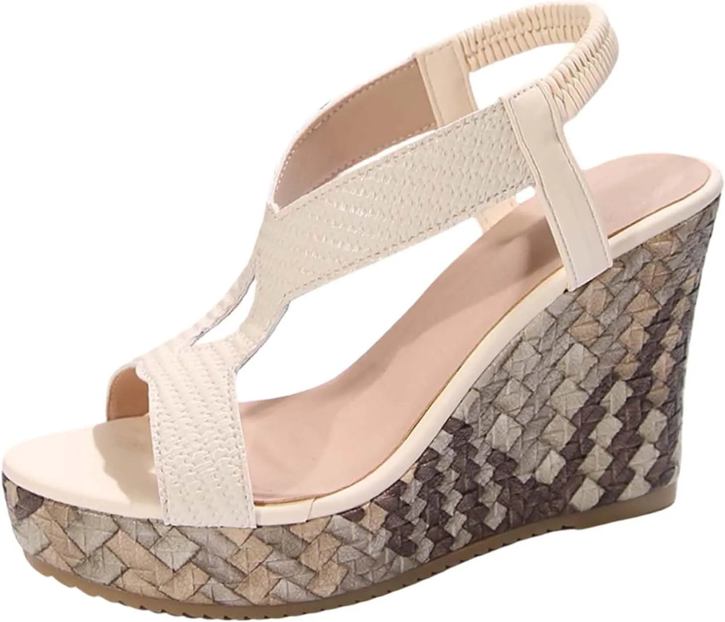 Women's Fashion Fish Mouth High Heel Sandals Platform Beach Shoes Summer Casual Date Outfit Comfortable Slip Sole