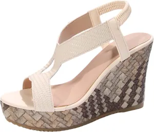 Women's Fashion Fish Mouth High Heel Sandals Platform Beach Shoes Summer Casual Date Outfit Comfortable Slip Sole