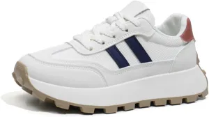 Women's Fashion Platform Dad Sneakers – Comfortable and Breathable Trainers for On-Trend Summer Style with Height Increase,White-38
