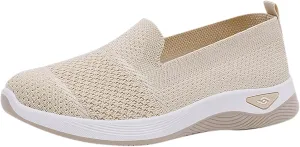 Women's Mesh Flats Shoes Breathable Slip on Shoes Casual Comfort Shoe Plus Size Trendy Shoes Walking Flats Shoe