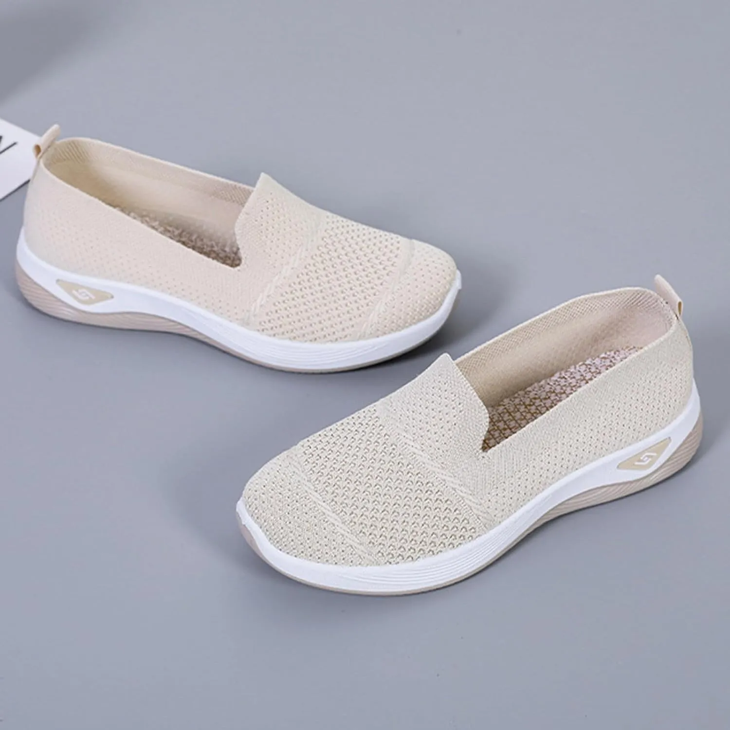 Women's Mesh Flats Shoes Breathable Slip on Shoes Casual Comfort Shoe Plus Size Trendy Shoes Walking Flats Shoe