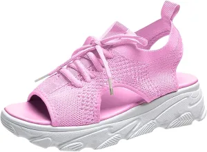 Women's Muffin Sandals Cutout Open Toe Platform Sandal Causal Non Slip Tennis Shoes Lightweight Wedges Sandal Summer Washable Slingback Shoes Arch Support Wide Width Sandals