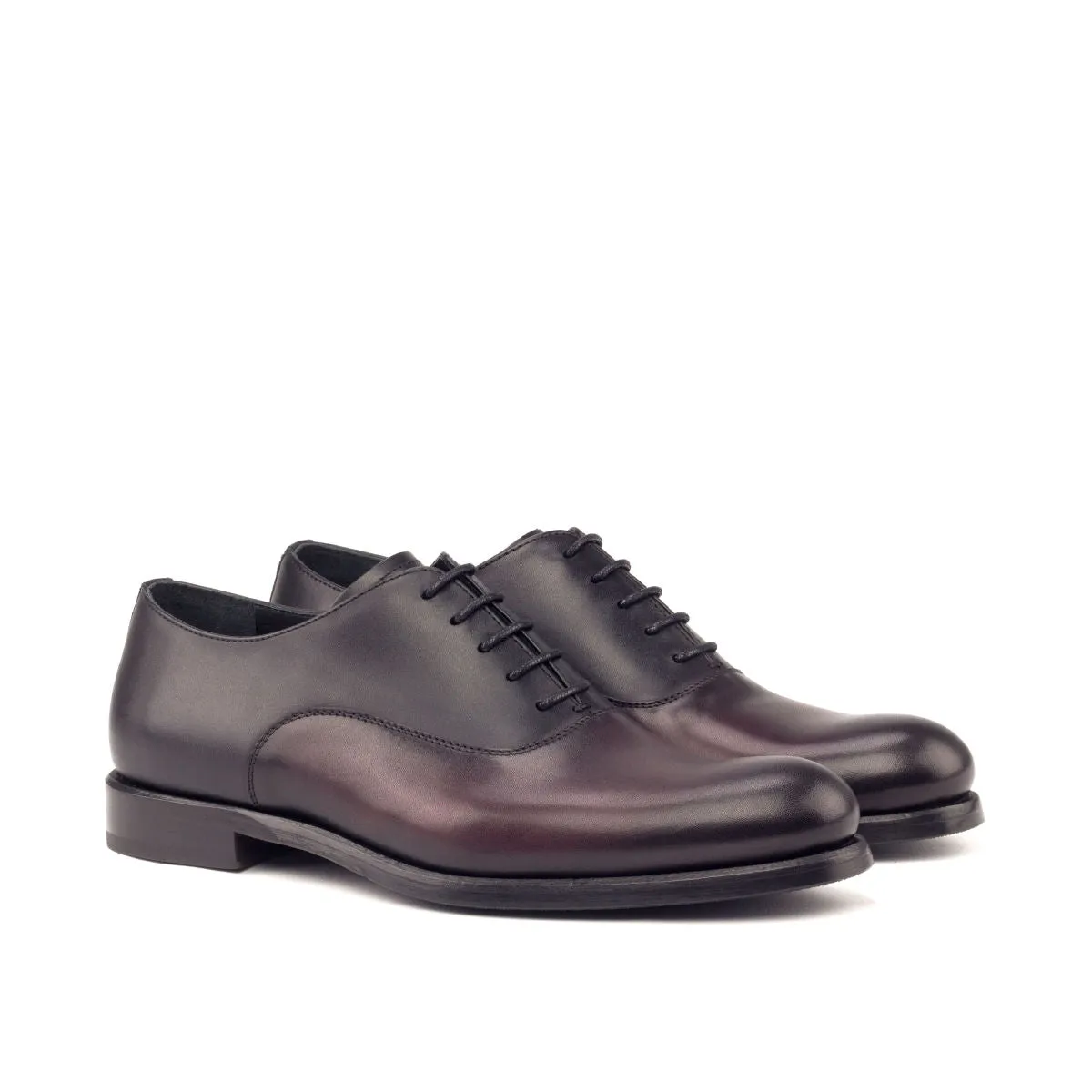 Women's Oxford Leather Shoes Burgundy Black 2797