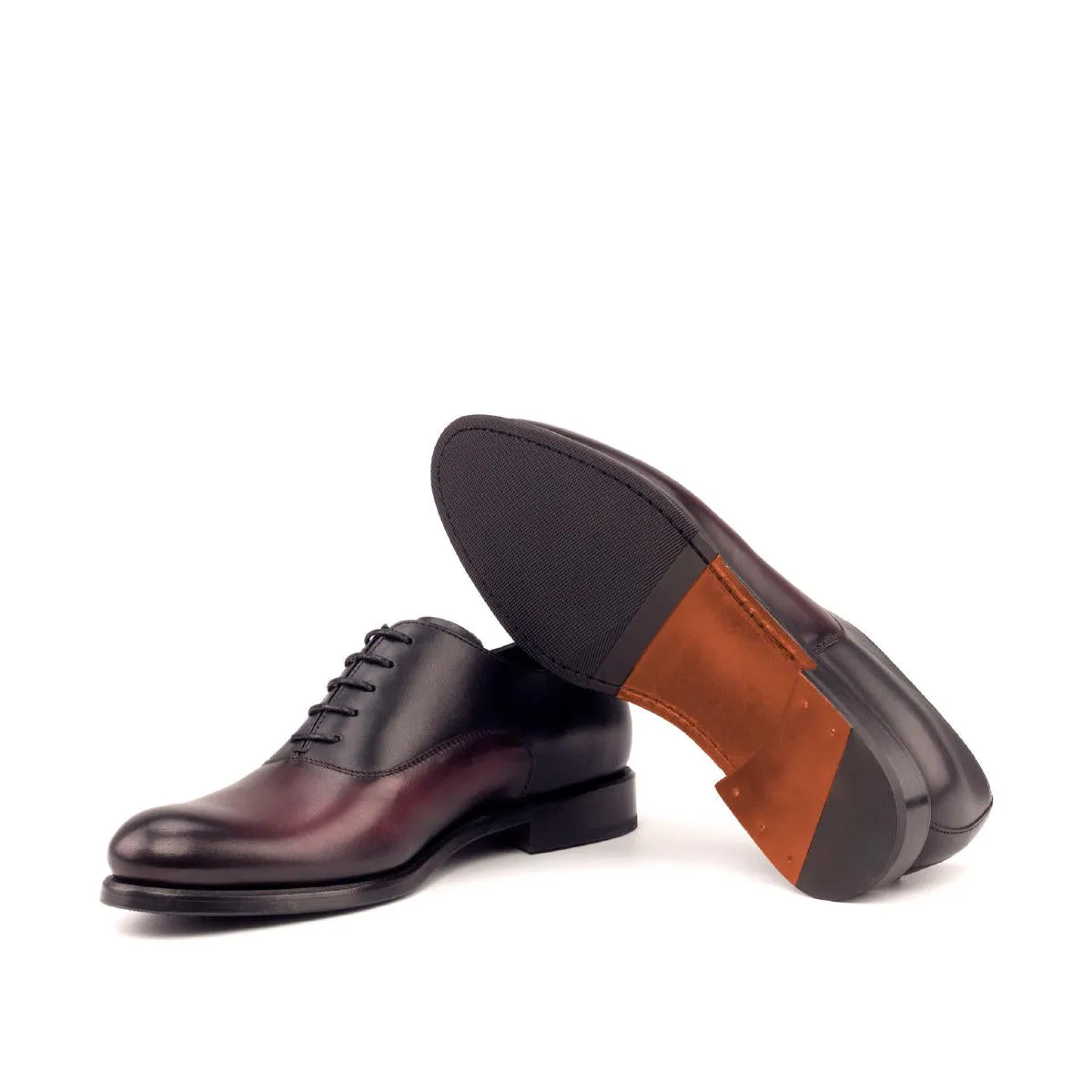 Women's Oxford Leather Shoes Burgundy Black 2797