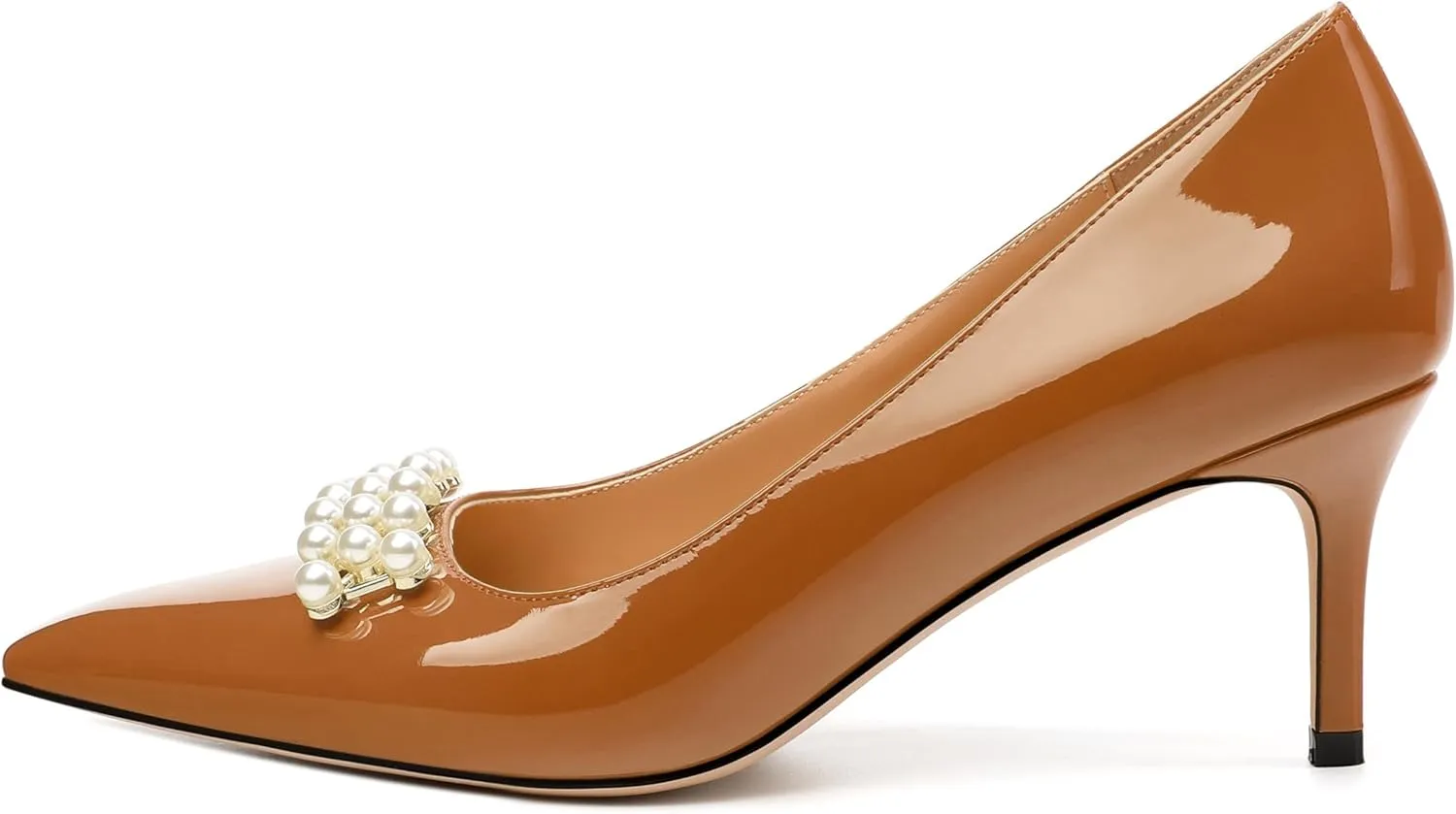 Women's Pearl Heels Pumps, Fashion Pointed Toe High Stiletto Heels Wedding Prom Dress Shoes for Women