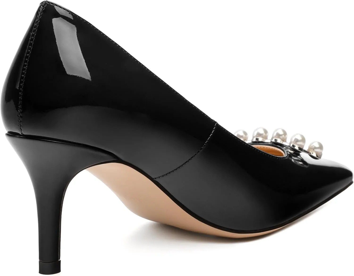 Women's Pearl Heels Pumps, Fashion Pointed Toe High Stiletto Heels Wedding Prom Dress Shoes for Women