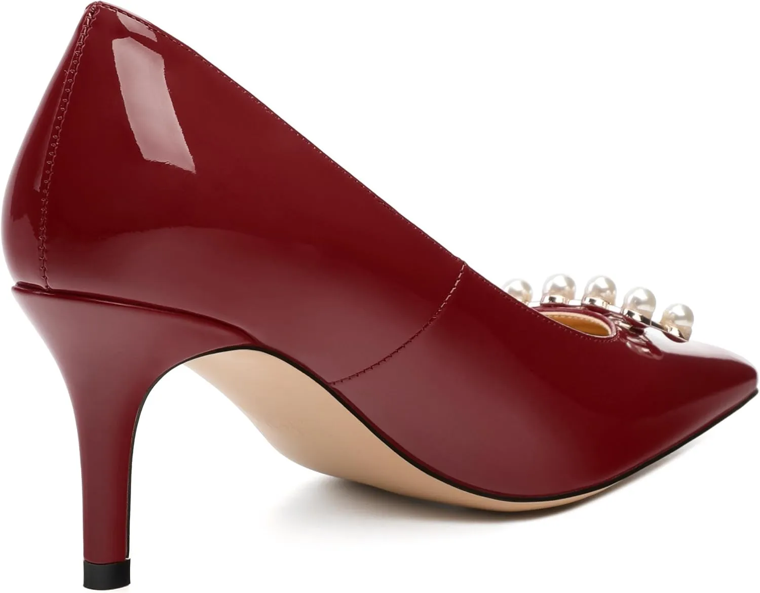 Women's Pearl Heels Pumps, Fashion Pointed Toe High Stiletto Heels Wedding Prom Dress Shoes for Women