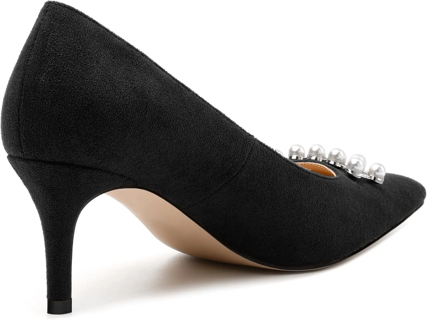 Women's Pearl Heels Pumps, Fashion Pointed Toe High Stiletto Heels Wedding Prom Dress Shoes for Women