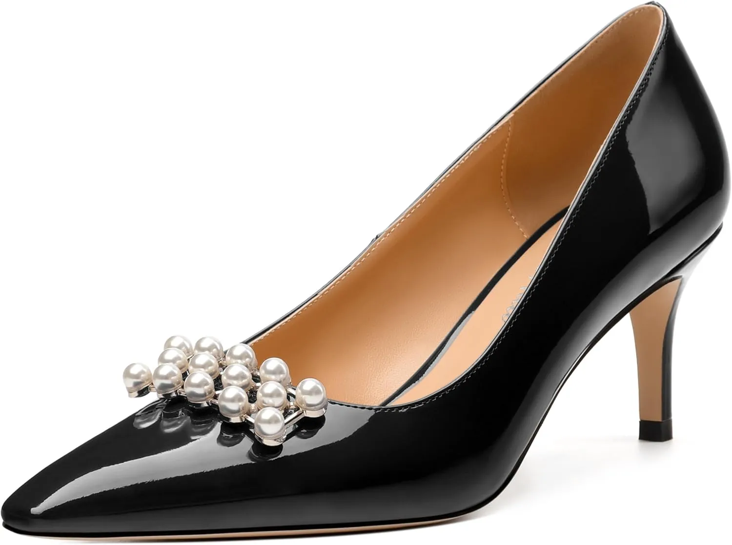 Women's Pearl Heels Pumps, Fashion Pointed Toe High Stiletto Heels Wedding Prom Dress Shoes for Women