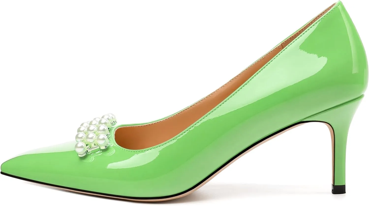 Women's Pearl Heels Pumps, Fashion Pointed Toe High Stiletto Heels Wedding Prom Dress Shoes for Women