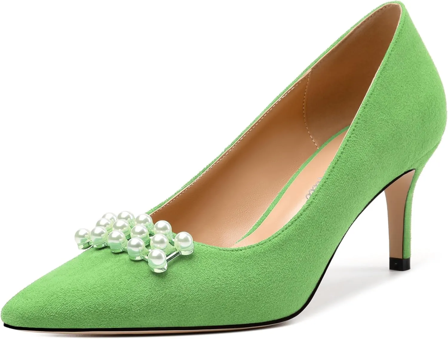 Women's Pearl Heels Pumps, Fashion Pointed Toe High Stiletto Heels Wedding Prom Dress Shoes for Women