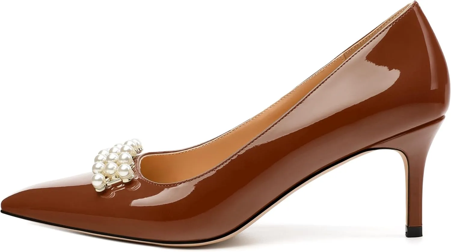 Women's Pearl Heels Pumps, Fashion Pointed Toe High Stiletto Heels Wedding Prom Dress Shoes for Women