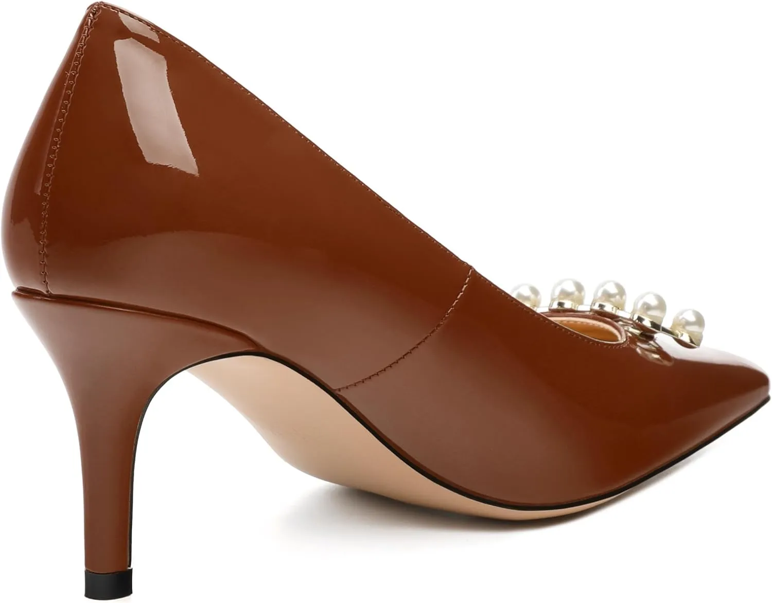Women's Pearl Heels Pumps, Fashion Pointed Toe High Stiletto Heels Wedding Prom Dress Shoes for Women