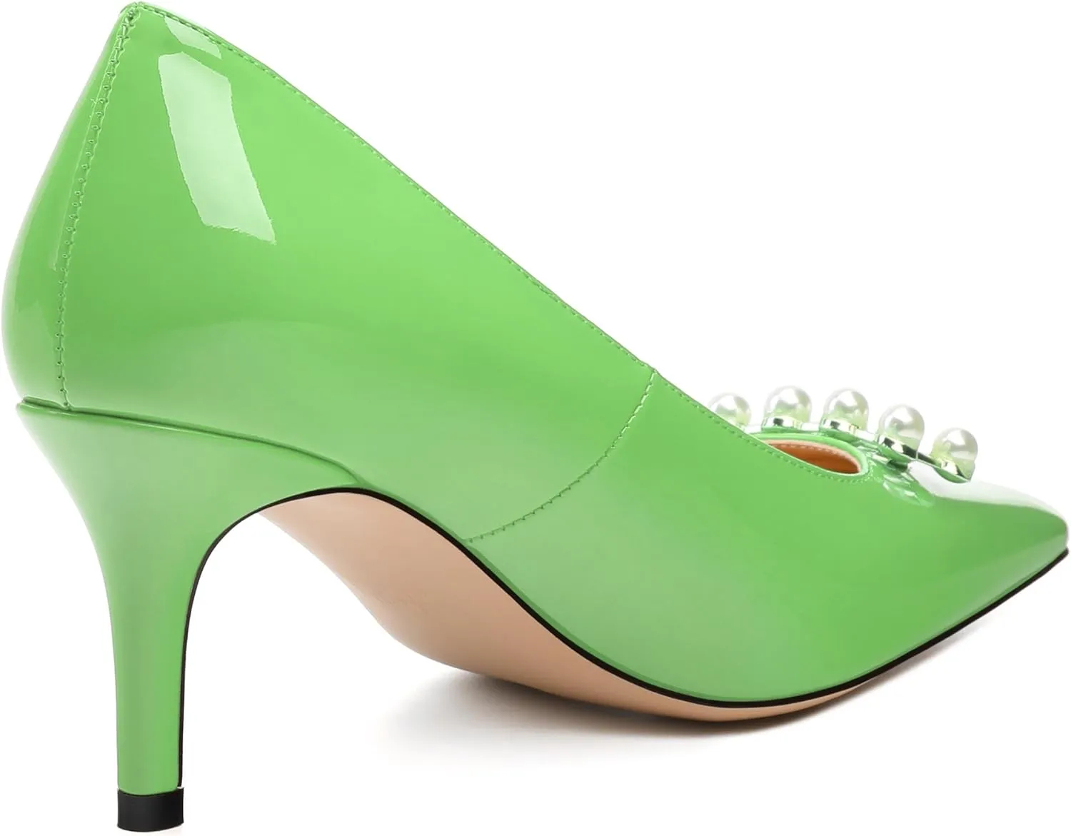 Women's Pearl Heels Pumps, Fashion Pointed Toe High Stiletto Heels Wedding Prom Dress Shoes for Women