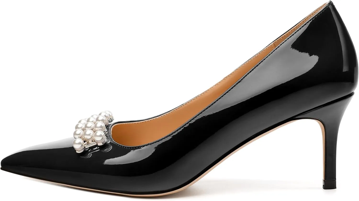 Women's Pearl Heels Pumps, Fashion Pointed Toe High Stiletto Heels Wedding Prom Dress Shoes for Women