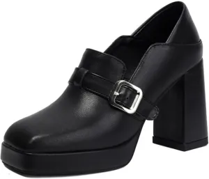 Women's Platform Square Closed Toe Chunky Block High Heels Mary Jane Pumps Fashion Strap Buckle Wedding Party Prom Dating Dress Shoes