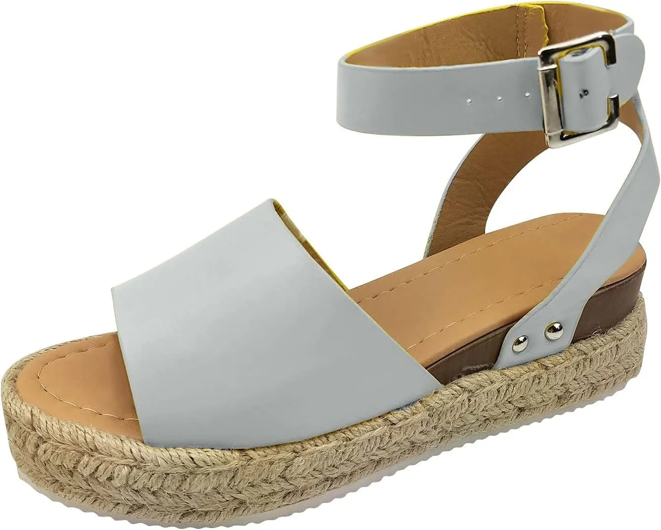 Women's Sandals Dressy Casual 2025 Summer Open Toe Buckle Ankle Strap Espadrilles Flatform Shoes Comfy Wedge Sandal