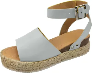 Women's Sandals Dressy Casual 2025 Summer Open Toe Buckle Ankle Strap Espadrilles Flatform Shoes Comfy Wedge Sandal