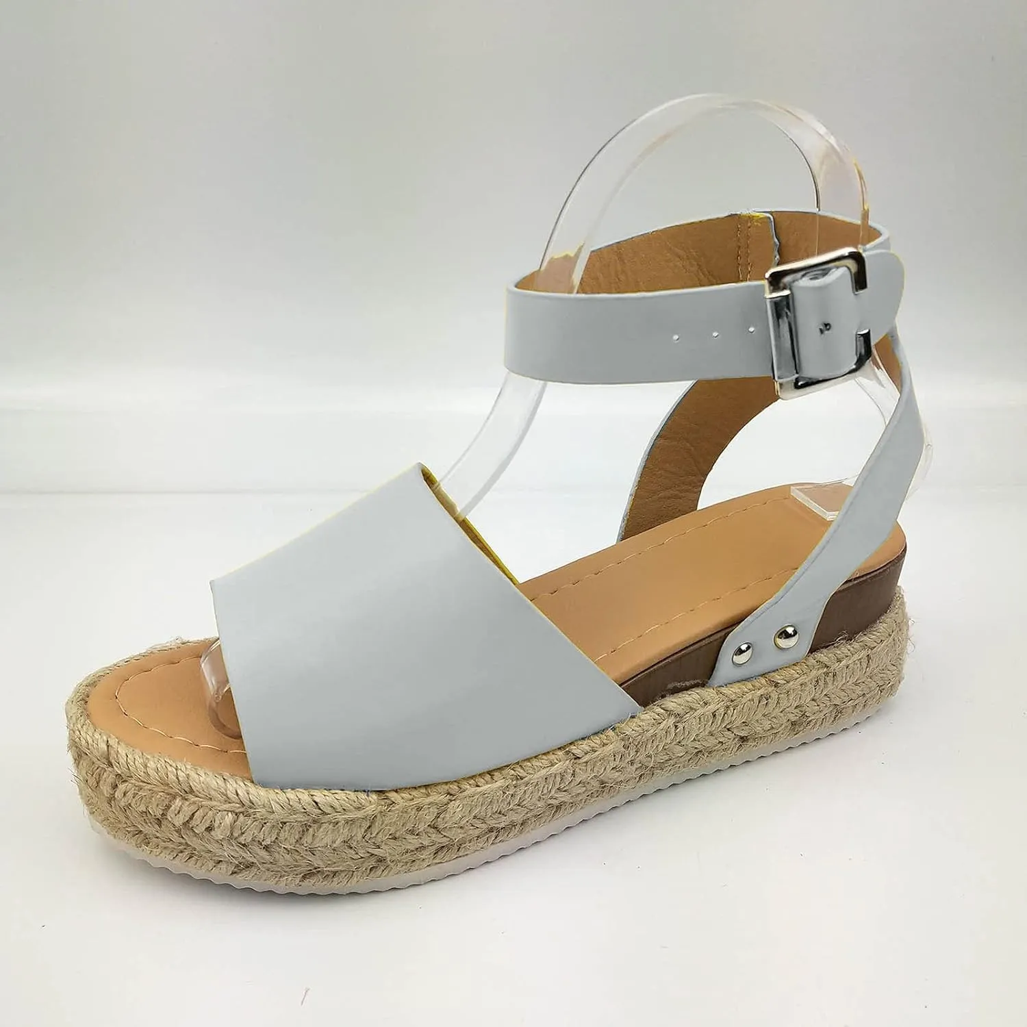 Women's Sandals Dressy Casual 2025 Summer Open Toe Buckle Ankle Strap Espadrilles Flatform Shoes Comfy Wedge Sandal