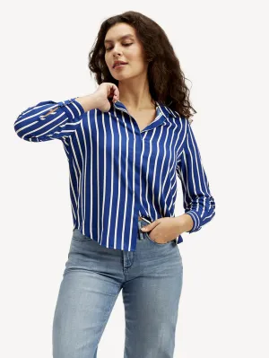 Women's Striped Spread Collar Shirt