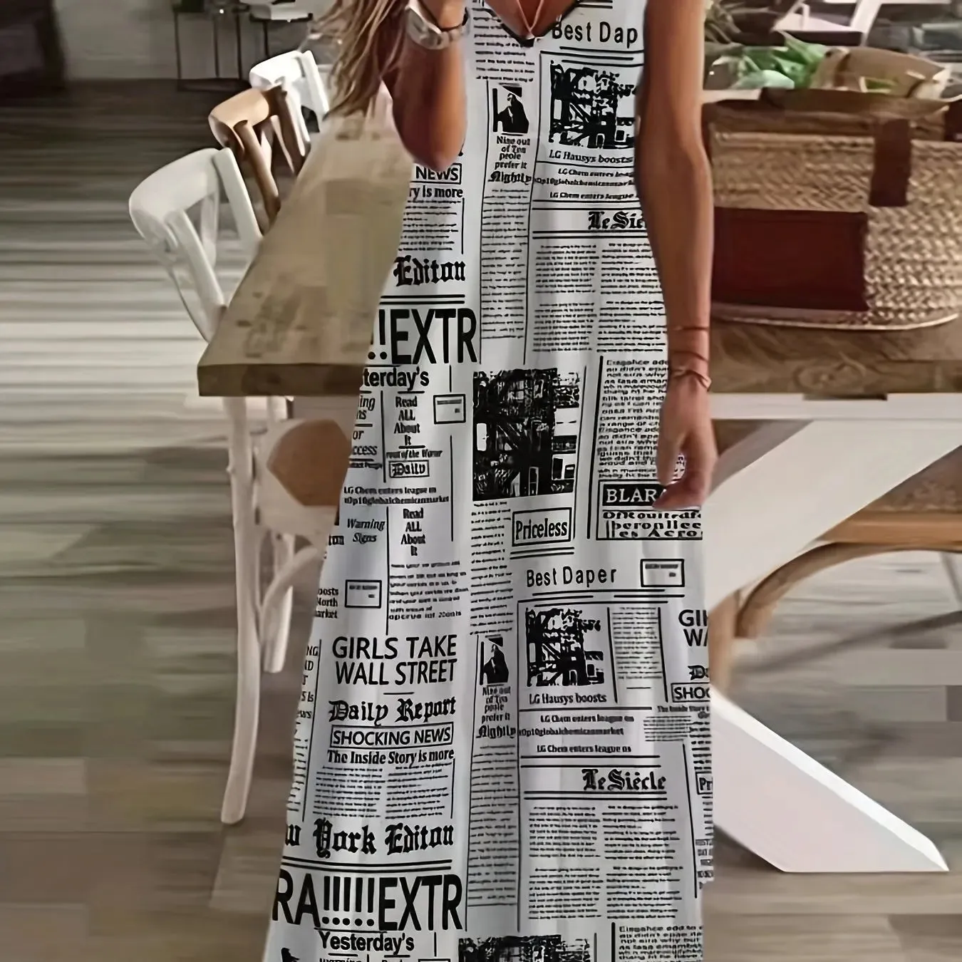 Women's Summer Dresses Casual Fashion Ankle Sleeveless Bohemian Print Beach Resort Style Long Dress