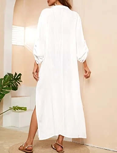 Women's V-Neck Plus Size Beach Kaftan Cover Up