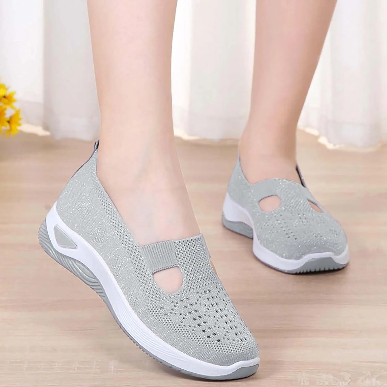 Women's Woven Orthopedic Breathable Soft Shoes Mens Running Shoes Sports Women Shoes Casual Waterproof Sneakers White Tennis Shoe White Loafers