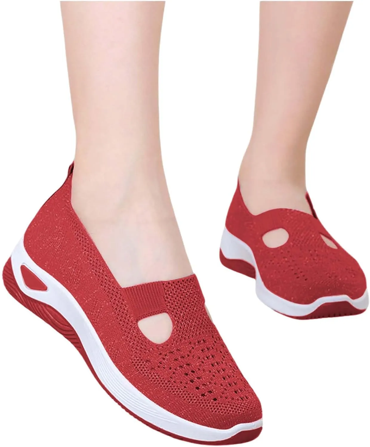 Women's Woven Orthopedic Breathable Soft Shoes Running Shoes for Women Wide Feet White Casual Shoes White Platform Sneakers Waterproof Tennis Shoe Trainers Shoe