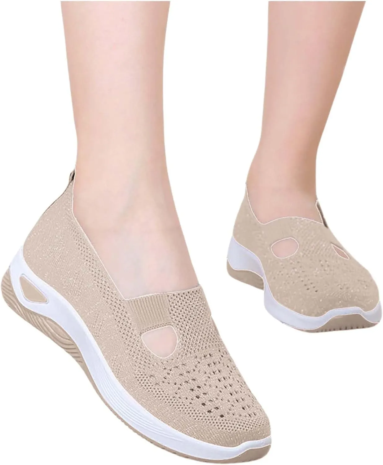 Women's Woven Orthopedic Breathable Soft Shoes Running Shoes for Women Wide Feet White Casual Shoes White Platform Sneakers Waterproof Tennis Shoe Trainers Shoe