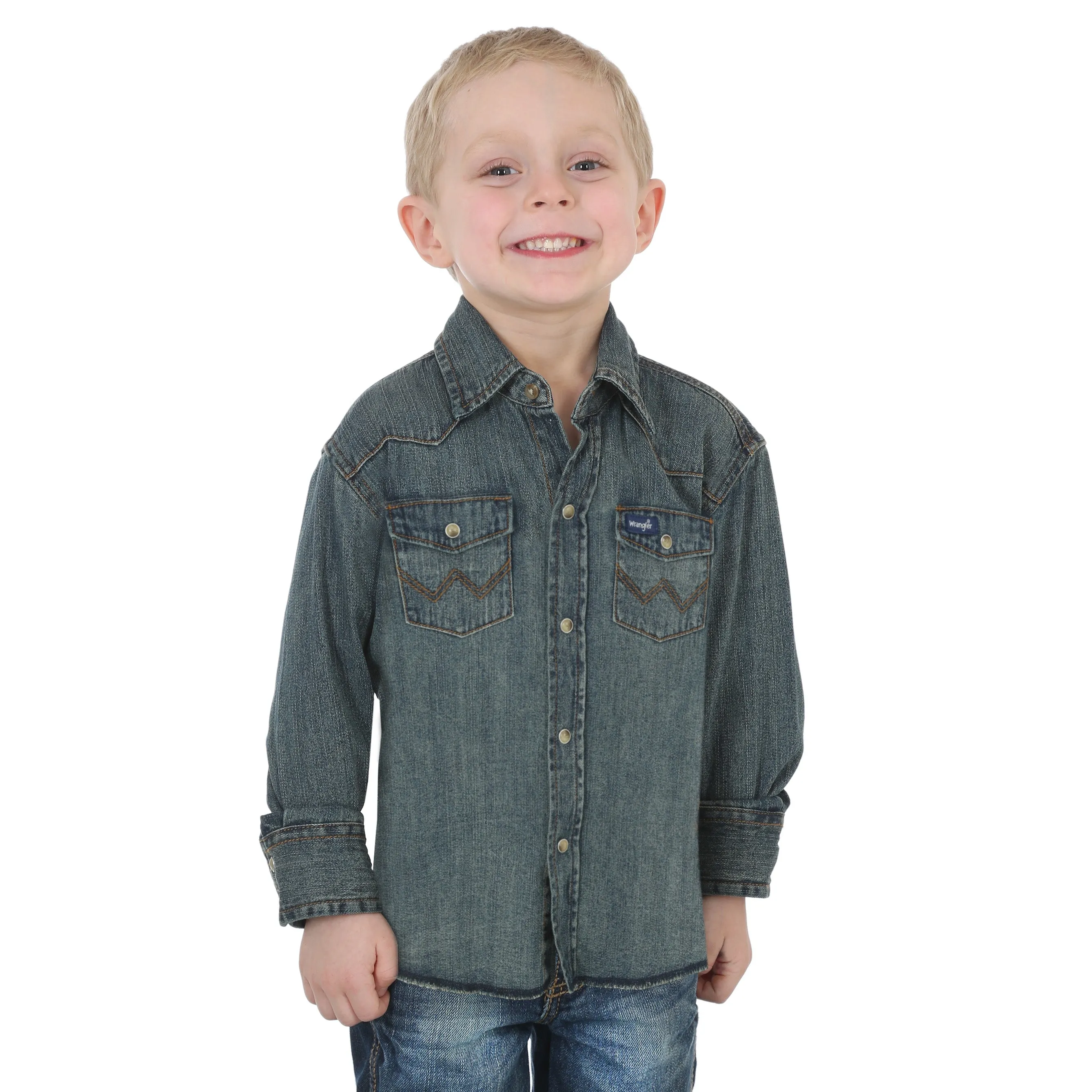 Wrangler Boy's Denim Western Long Sleeve Shirt