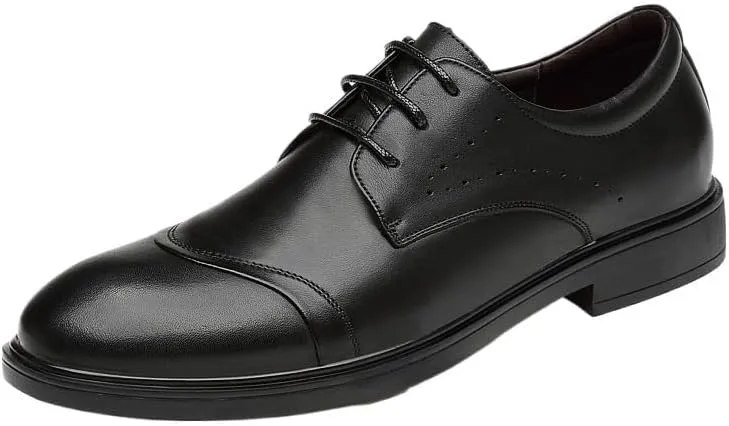 YZABEL Men's Classic Pointed Toe Lace Up Oxford Shoes, Stylish Genuine Leather Business Casual Shoes, Soft-Soled Non-Slip for Formal and Everyday Wear