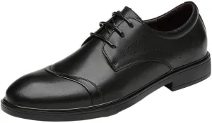 YZABEL Men's Classic Pointed Toe Lace Up Oxford Shoes, Stylish Genuine Leather Business Casual Shoes, Soft-Soled Non-Slip for Formal and Everyday Wear