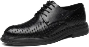 YZABEL Men's Lace-up Oxford Shoes, Classic Pointed Toe Breathable Hollow Formal Shoes, Soft-Soled Non-Slip for Formal and Everyday Wear