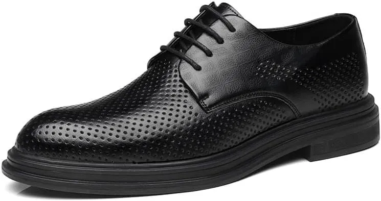 YZABEL Men's Lace-up Oxford Shoes, Classic Pointed Toe Breathable Hollow Formal Shoes, Soft-Soled Non-Slip for Formal and Everyday Wear