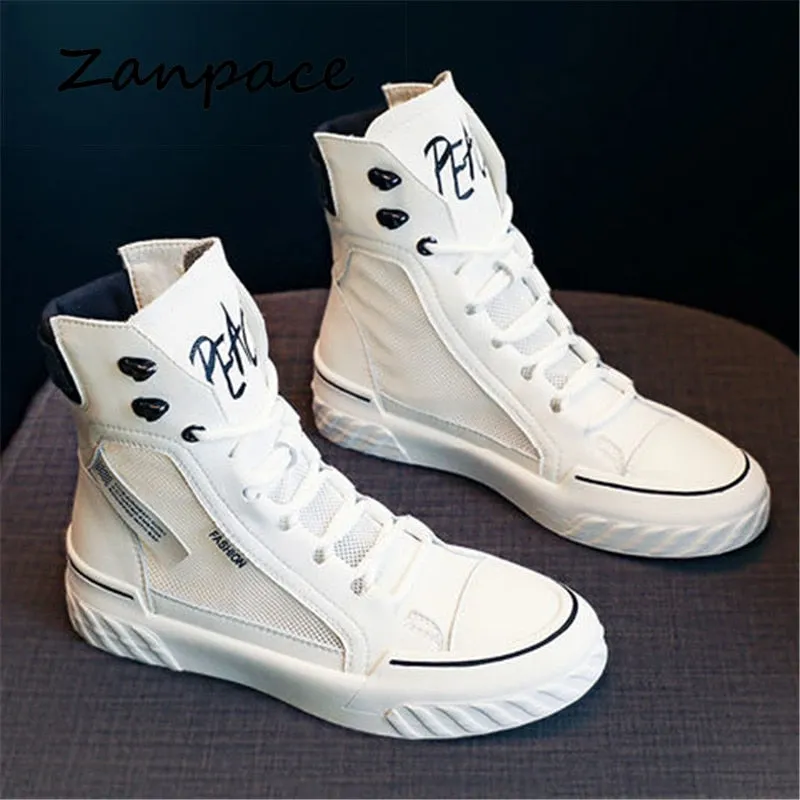 ZANPACE 2021 Platform Women's Sneakers Spring Canvas Lace-Up Vulcanized Shoes Summer Breathable White Casual Women's Sport Shoes