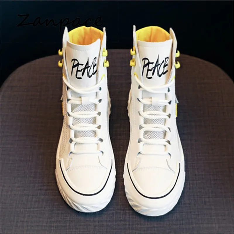 ZANPACE 2021 Platform Women's Sneakers Spring Canvas Lace-Up Vulcanized Shoes Summer Breathable White Casual Women's Sport Shoes