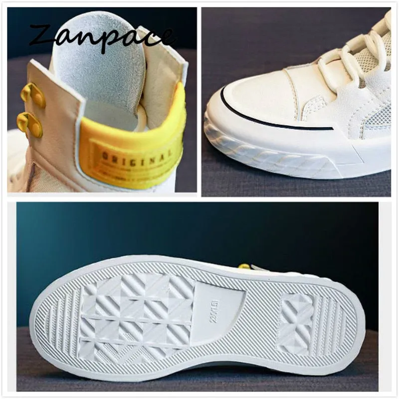 ZANPACE 2021 Platform Women's Sneakers Spring Canvas Lace-Up Vulcanized Shoes Summer Breathable White Casual Women's Sport Shoes