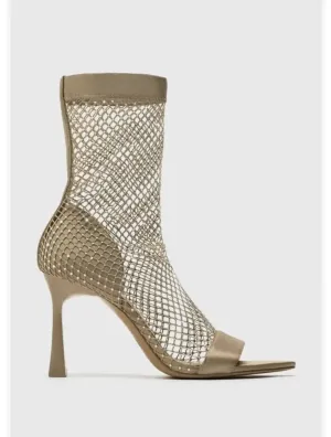 ZARA EMBELLISHED SOCK PEEP-TOE BOOTIE IN NUDE